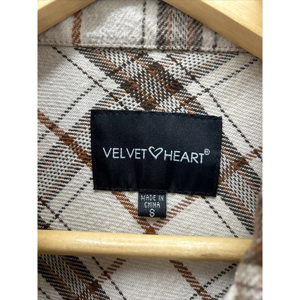 Velvet Heart Women's Plaid Shacket Small Beige Brown Tan - Picture 2 of 7